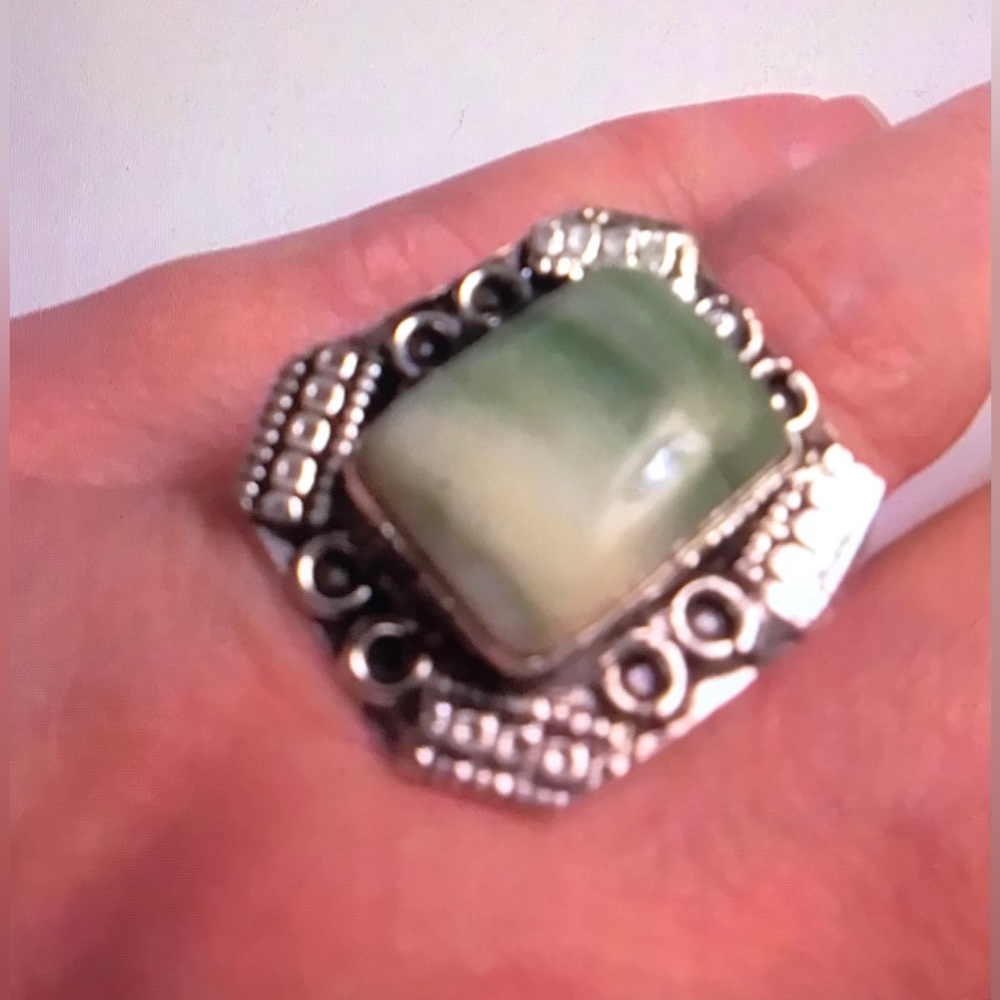 Opal Stamped 925 Sterling Silver Ring
